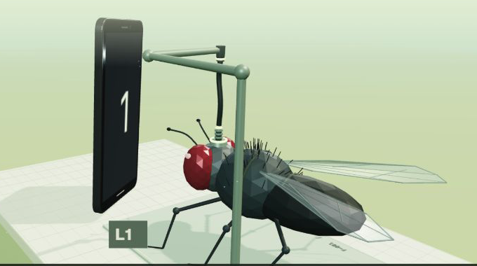 Before the lift: the screen already shows 1, with the left front leg still lowered